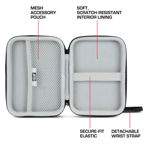 Travel Electronics Organizer Hard Shell Case With Water Resistant Zipper Durable Exterior 6.5 Inch open showing interior