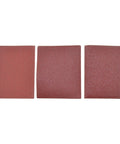 Three 4.5 x 5.5 inch sandpaper sheets from 60 Sandpaper Sheets For 1/4 Sheet Palm Sanders Pack With 20 Each Of 60, 100, And 240 Grits