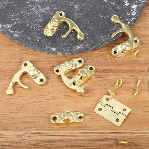 Retro Style Mini Hinges For Small Wooden Boxes And Jewelry Boxes With Latch 12 Hinges And 68 Screws Gold Tone Hardware For DIY Crafts