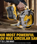 Game Changer 20V Max Brushless Cordless 7-1/4 Inch Circular Saw Kit with battery in use cutting through wood.