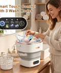 Kick Laundry Day To The Curb With This Portable Folding Mini Washer Offering Straight Up Fresh Results In A Sixteen Liter Drum Built For Underwear Socks And Travel Friendly Laundry, showcasing smart touch control and wash modes.