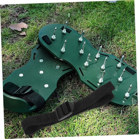 8Pcs Garden Aerator Shoes Straps Durable Aerating Sandals For Lawn For Men And Women with spikes on grass