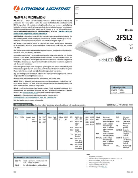 Specification sheet for 2 Foot LED Recessed Volumetric Architectural Troffer, 35W, 3300 Lumens, LP840 4000K, Satin White Lens
