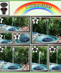 Remote Solar Fountain With Adjustable Spray Height And Colorful LED Lights 6W Solar Bird Bath Pump 4000mAh Battery Outdoor Water Feature