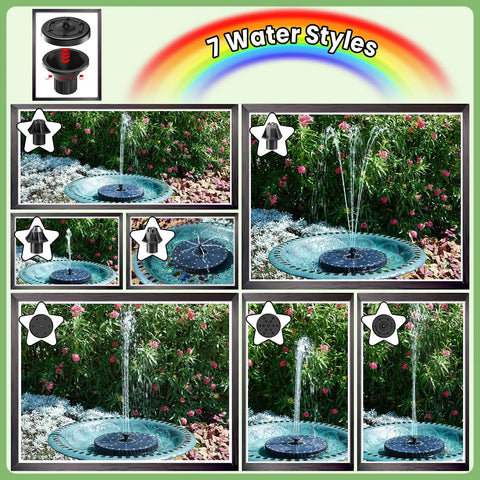 Remote Solar Fountain With Adjustable Spray Height And Colorful LED Lights 6W Solar Bird Bath Pump 4000mAh Battery Outdoor Water Feature
