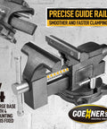 Four And A Half Inch Bench Vise With Heavy Duty Forged Steel Construction Built In Pipe Jaw And Swivel Base For Woodworking
