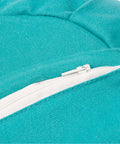 Zafu Yoga Meditation Cushion With Washable Cover And Buckwheat Filling Soft Round Cotton Floor Pillow For Meditation Pranayama And Stress Relief Turquoise Color Cozy Ergonomic Vibe For Home Studio Or Yoga Room, zipper detail