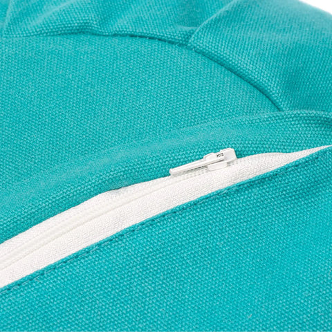 Zafu Yoga Meditation Cushion With Washable Cover And Buckwheat Filling Soft Round Cotton Floor Pillow For Meditation Pranayama And Stress Relief Turquoise Color Cozy Ergonomic Vibe For Home Studio Or Yoga Room, zipper detail