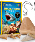 Shark Tooth Dig Kit Excavate Replica Fossils From Ancient Sharks And Make A Shark Tooth Necklace STEM Science Kit for kids ages 6 to 8.