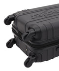 Close-up of black 20 Inch Astral Hardside Carry On Luggage With Built In 3 In 1 Cup Holder, Phone Holder And USB Port, Your Travel Sidekick