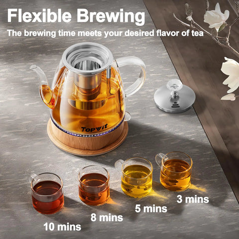 Glass Electric Kettle With Removable Stainless Steel Infuser 1 Liter Dual Purpose For Tea Coffee And Hot Water Auto Shut Off Boil Dry Protection BPA Free Easy Pour Design brewing different tea strengths