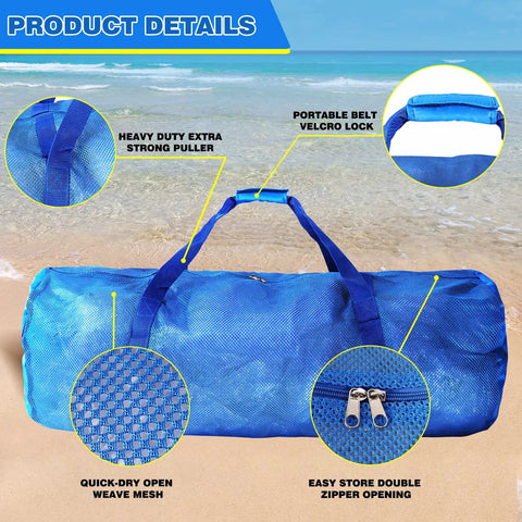 Heavy Duty Large Mesh Duffle Bag For Gym And Travel Dry Bag For Scuba Gear And Snorkeling Water Sports Tote With Zipper on beach