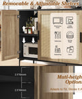 Buffet Cabinet With Storage And Rattan Doors 48 Inch Sideboard With Adjustable Shelves Modern Dope Coffee Bar Console Open Shelf