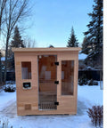 Wooden outdoor sauna with glass door featuring Heavy Duty Zinc Alloy Stainless Glass Door Hinge Set for 8-10mm glass.