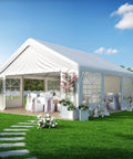 Beastly Sturdy Heavy Duty Party Tent For Outdoor Events, Backyard Wedding Gazebo Canopy with Removable Sidewalls and Sand Bags installed outdoors