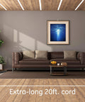 Living room with Six Outlet Surge Protector With A 20 Foot Extension Cord For Your Home Office, Workshop Or Garage in use by sofa.