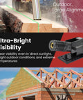 ML 400 Green Line Laser Level for Outdoor Projects with beam on wood and mounted on frame, sunlight visibility, large scale alignment.
