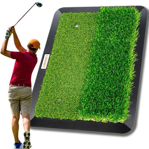 Portable Foldable Golf Practice Mat With Dual Turf For Indoor And Outdoor Swings And Chips, Realistic Fairway And Rough Turf Training