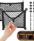 Two Pack 14 By 10 Inch Double Layer Mesh Cargo Net Stretchable Car Organizer Netting for Trunk RV Boat Home Auto with Screws