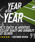 Six By Twelve Foot Batting Cage Hitting Mat With Regulation Home Plate displayed on green turf with customer review