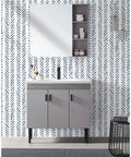 Peel And Stick Navy White Chevron Wallpaper For Walls Removable Vinyl Self Adhesive Mural With Textured Matte Finish Boho Style Stripes