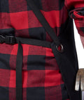 Back view of person wearing Deluxe Waxed Canvas Tool Apron For Men And Women With Removable Padded Straps And Dual Hammer Loops