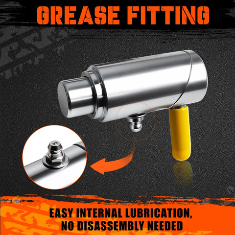 Hella Secure And Built Like A Tank Two Pack Five Eighths Inch Spring Loaded Plunger Pin With Twist Lock Cam Mechanism For Rust Resistant Trailer And Tow Truck Gear with grease fitting for easy lubrication.