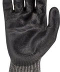 Cut Level A5 Touchscreen Glove With PU Palm, 13 Gauge Nylon HPPE Fiberglass Shell, oil-resistant palm view, Size XS.