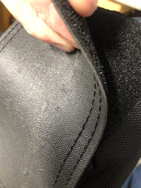 Close-up of Velcro strap on Self Supporting Knee Pads With Removable Shin Guards, Waterproof And Washable, Easy On Off Velcro Knee Caps