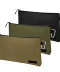 Heavy Duty Tool Pouch Set Large 12 Inch Zipper Bags With Flat Bottom YKK Zippers 3 Pack Multipurpose Canvas Organizer Pouches displayed