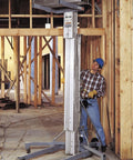 Heavy Duty Material Lift With Steel Forks 650 Lb Capacity 18 Ft 6 In Lift Height One Person Operation used in construction site
