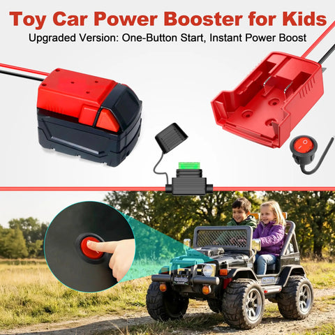 Milwaukee M18 Battery Adapter Kit For 18V Ride On Toys, RC Cars And Robotics With Switch, Fuse, 12AWG Wire And Terminals