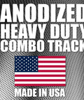Anodized aluminum heavy duty combo track with American flag, ideal for woodworking jigs and router tables.