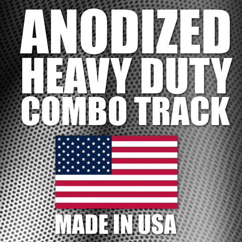 Anodized aluminum heavy duty combo track with American flag, ideal for woodworking jigs and router tables.