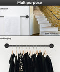 Badass 12 Foot Matte Black Stair Handrail Wall Mount Pipe Style Metal Grab Bar Non Slip Grip Built Tough For Indoor Steps And Outdoor Decks, shown in multipurpose settings.