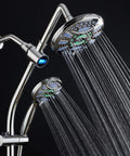 No-Drill 34-Inch Shower Bar With LED Temperature Display, 3-Way Rain And Handheld Shower Head, stainless steel chrome