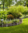 Decorative Garden Fence Border Panel Set 10 Pack With Easy Install No Dig Movable Metal Edging For Flower Beds And Lawns 13 Inch High By 17 Inch Wide 14 Ft Of Outdoor Weather Resistant Yard Borders installed in a garden