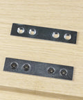Pack of 8 Heavy Duty Galvanized Steel Mending Plates for Tight Woodworking Panel Joints; 3.5 by 0.75 inch, shown on wood surface.