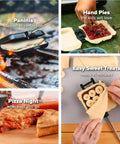 Preseasoned Cast Iron Camp Cooker For Campfire Cookin With Heat Resistant Removable Handles Pie Iron Sandwich Maker Delivers Even Heat
