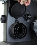 Close-up of dust collection port on Beast Of A 10 Inch Band Saw With Stand, 3.5 Amp Motor, Two Speed 1520 And 2620 FPM.