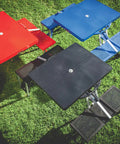Overhead view of Folding Picnic Table With Benches For Four, Portable Camping Outdoor Table With Umbrella Hole, Royal Blue