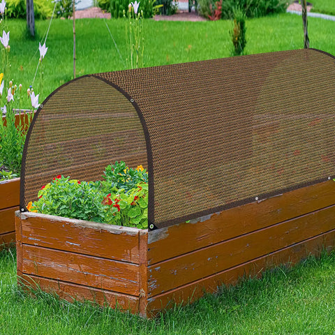 80 Percent Mesh Shade Cloth With Grommets For Backyard Garden Greenhouse And Patio, UV Blocking Shade Net Cover installed over plants