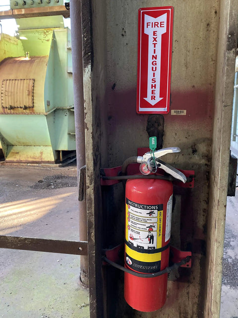 Osha Compliant Fire Extinguisher Required Sign Two Pack Indoor Outdoor Construction Site Ready Weather Resistant Safety Label Heavy Duty Durable Plastic Bright Red And White Legend No Sweat Pre Drilled Mount 12 By 4 Inches