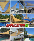 Beige Sun Shade Sail Right Triangle 16ft X 16ft X 22ft With UV Block UPF50 Water Permeable for Various Outdoor Spaces