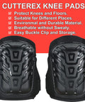 Heavy duty knee cushions with anti-skid grip and adjustable clips, suitable for flat knee pads for all kneeling jobs.
