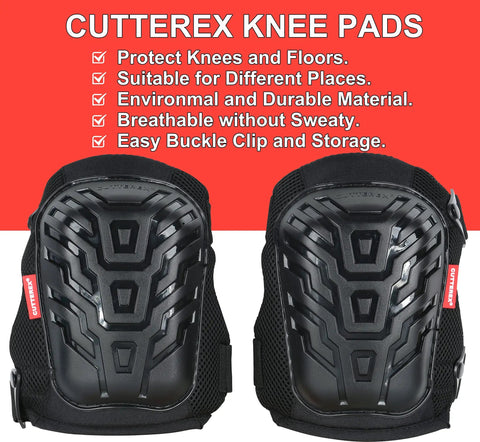 Heavy duty knee cushions with anti-skid grip and adjustable clips, suitable for flat knee pads for all kneeling jobs.