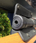 Close-up of Heavy Duty Gate Hinge With Built Tough Construction And No Sweat Install For Pool Fences Or Commercial Gates.