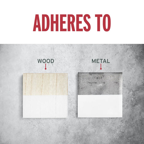 Real Deal Brush On Protective Enamel Paint In Satin White For Metal Wood Concrete And Masonry With Hella Tough Rust Coating. Wood and metal samples.
