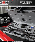 Metric And SAE Tap And Die 60-Piece Rethread Set For Cutting External And Internal Threads All In One Kit displayed in open case