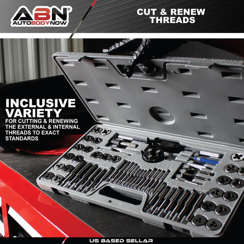 Metric And SAE Tap And Die 60-Piece Rethread Set For Cutting External And Internal Threads All In One Kit displayed in open case
